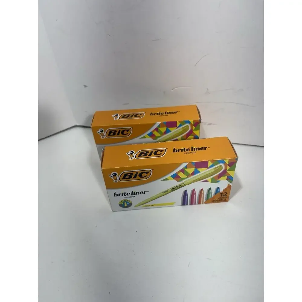BIC Brite Liner Highlighters, Chisel Tip, 12 Each‎ Pack of Highlighters Lot Of 2